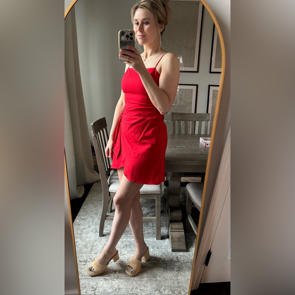 Boutique Dress Red Wrap Dress - Picture 11 of 12